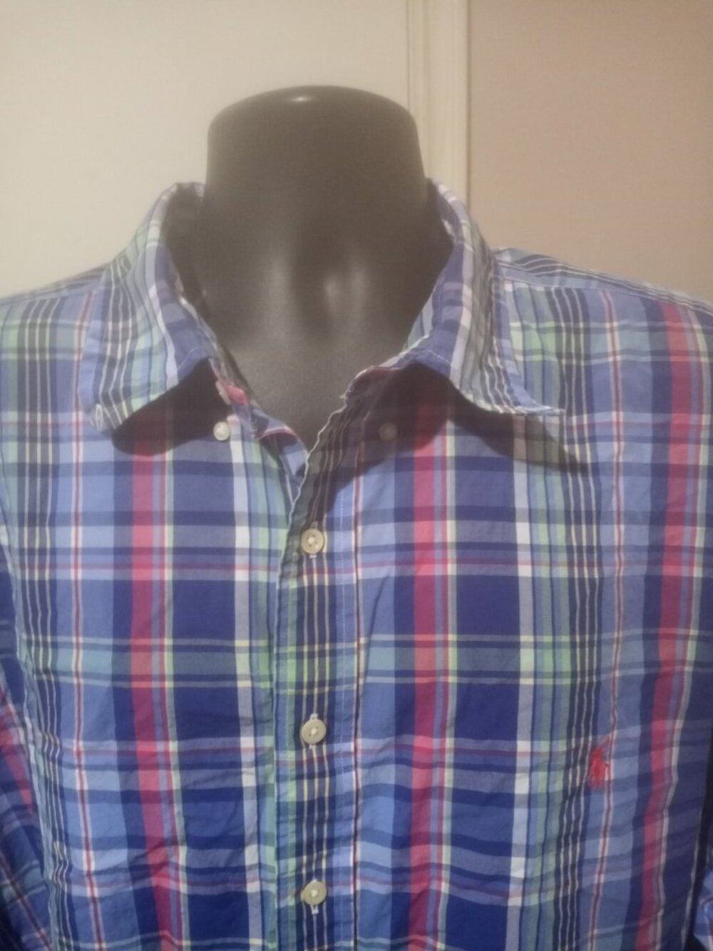 Ralph Lauren Shirt Mens 2XB Big Blue Multicolor Plaid Classic Fit Button Down - Picture 5 of 13